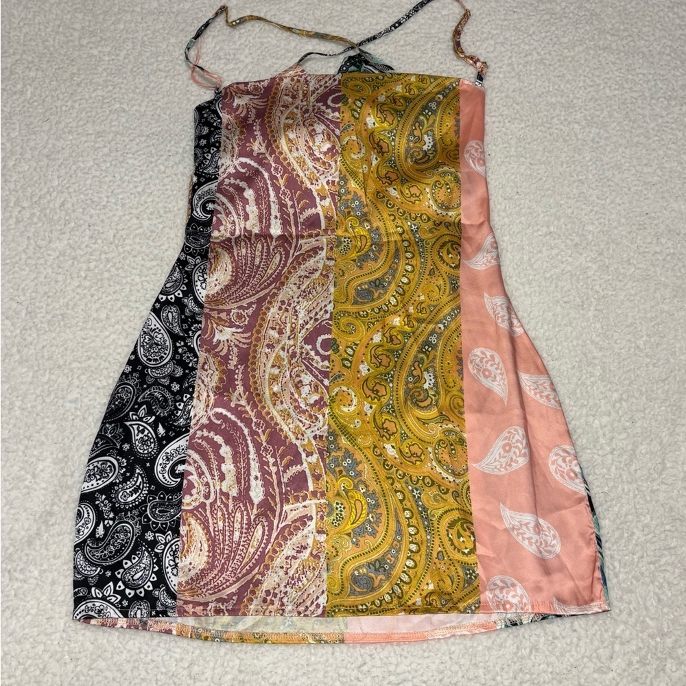 Missguided Women Multicolor Paisley Cowl Neck Cami Mini Dress - Picture 7 of 9